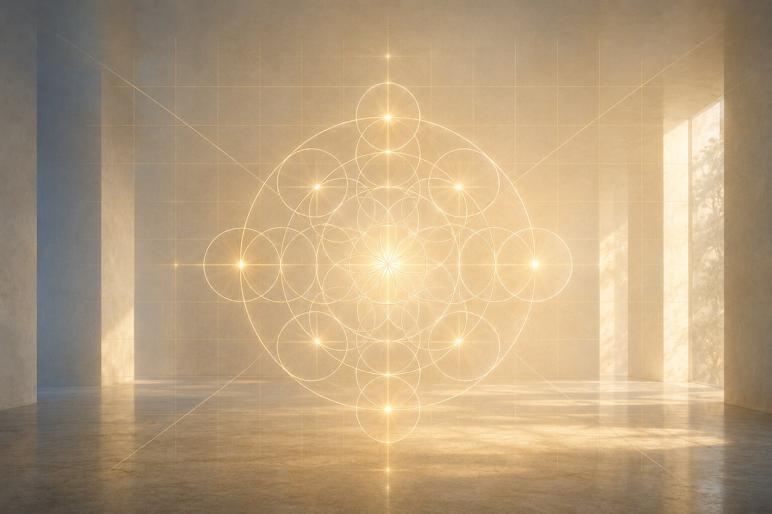 Het Infinity Grid-model, zichtbaar gemaakt in ruimte en licht